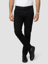 Men Trouser Regular Fit Jet Black Mid Rise