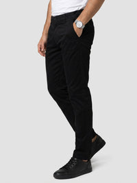 Men Trouser Regular Fit Jet Black Mid Rise