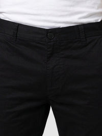 Men Trouser Regular Fit Jet Black Mid Rise