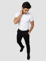 Men Trouser Regular Fit Jet Black Mid Rise