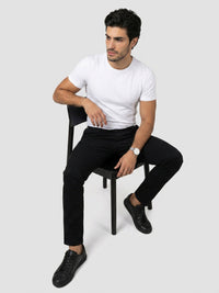 Men Trouser Regular Fit Jet Black Mid Rise