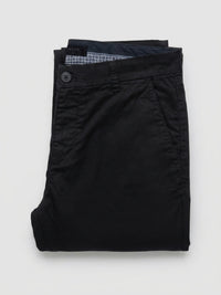 Men Trouser Regular Fit Jet Black Mid Rise