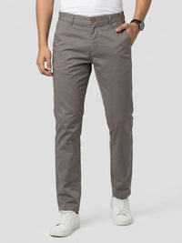 Men Trouser Regular Fit Brown Mid Rise