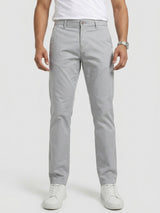 Men Trouser Regular Fit Grey Mid Rise