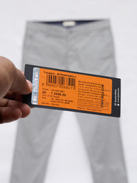 Men Trouser Regular Fit Grey Mid Rise