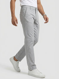 Men Trouser Regular Fit Grey Mid Rise