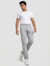 Men Trouser Regular Fit Grey Mid Rise