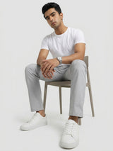 Men Trouser Regular Fit Grey Mid Rise