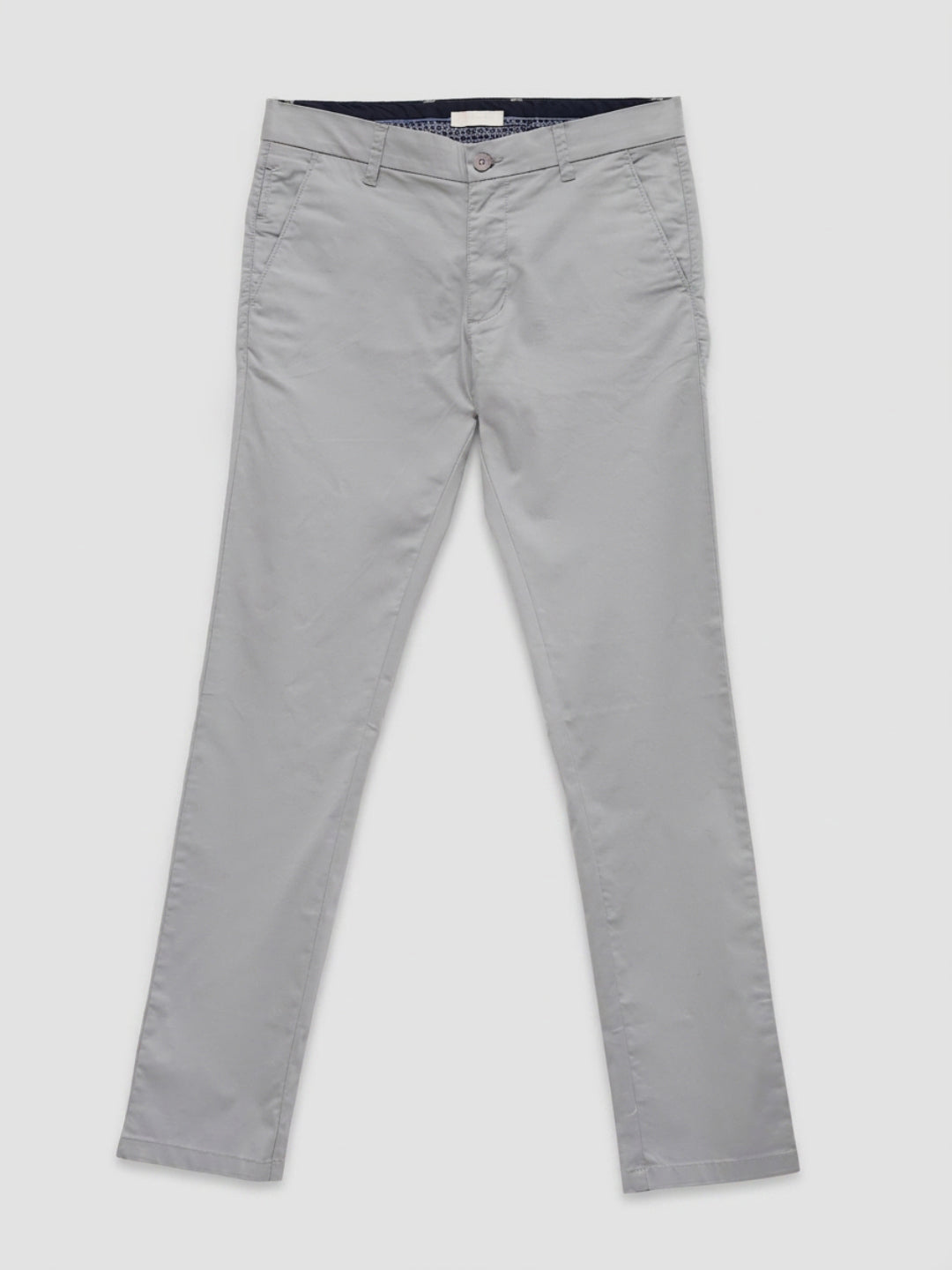 Men Trouser Regular Fit Grey Mid Rise