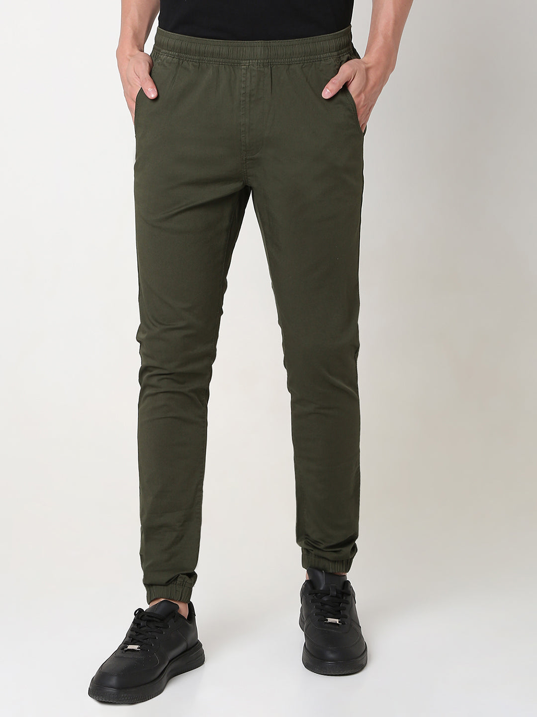 Spykar Green Jogger Fit Cotton Trouser For Men