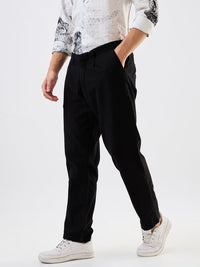 Men Cargo Jogger Fit Black Mid Rise