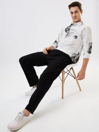 Men Cargo Jogger Fit Black Mid Rise