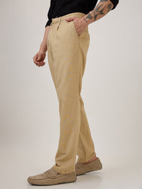 Spykar Jogger Fit Mid Rise Khaki Casual Trouser For Men