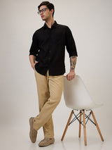 Spykar Jogger Fit Mid Rise Khaki Casual Trouser For Men