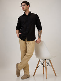 Spykar Jogger Fit Mid Rise Khaki Casual Trouser For Men