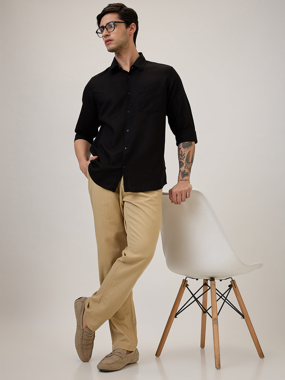Spykar Jogger Fit Mid Rise Khaki Casual Trouser For Men
