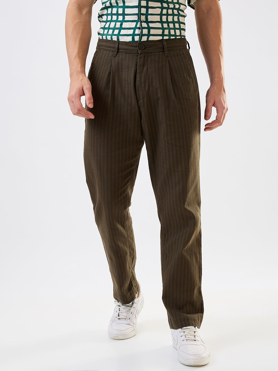 Men Cargo Jogger Fit Green Mid Rise
