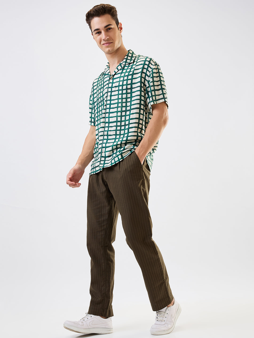 Men Cargo Jogger Fit Green Mid Rise