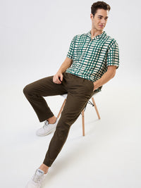 Men Cargo Jogger Fit Green Mid Rise