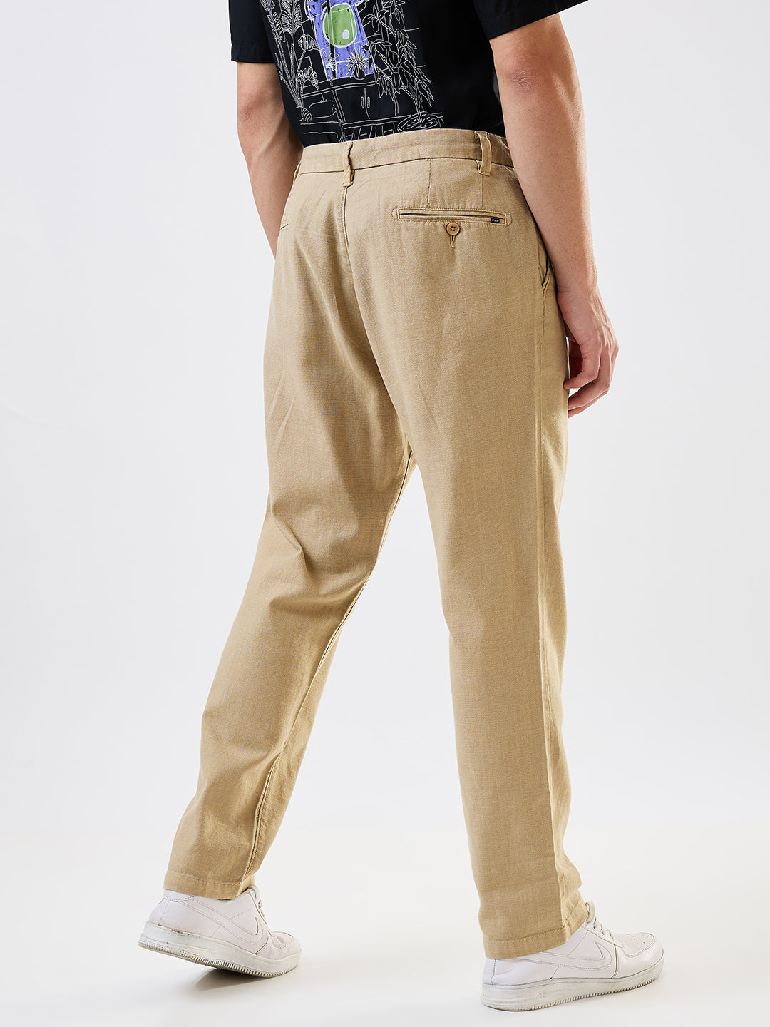 Spykar Beige Jogger Fit Mid Rise Cargo For Men