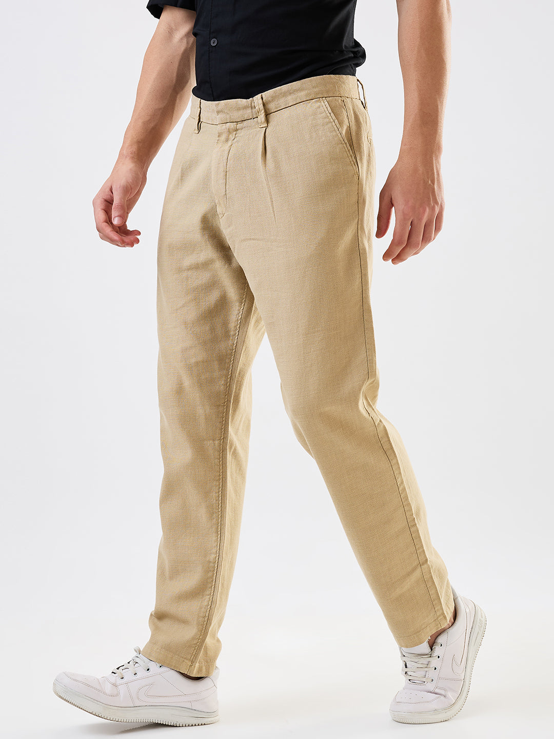 Spykar Beige Jogger Fit Mid Rise Cargo For Men