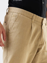 Men Cargo Jogger Fit Beige Mid Rise