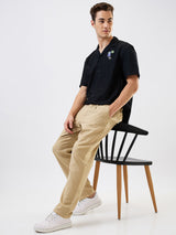 Men Cargo Jogger Fit Beige Mid Rise