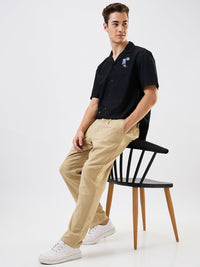 Men Cargo Jogger Fit Beige Mid Rise