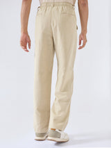 Men Trouser Relaxed Fit Beige Mid Rise