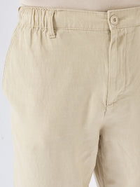 Men Trouser Relaxed Fit Beige Mid Rise