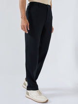 Men Trouser Relaxed Fit Black Mid Rise