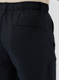 Men Trouser Relaxed Fit Black Mid Rise