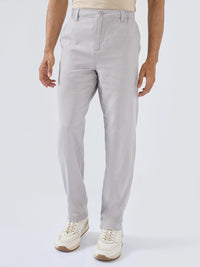 Men Trouser Relaxed Fit Grey Mid Rise