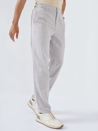 Men Trouser Relaxed Fit Grey Mid Rise