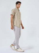 Men Trouser Relaxed Fit Grey Mid Rise