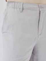 Men Trouser Relaxed Fit Grey Mid Rise