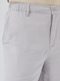 Men Trouser Relaxed Fit Grey Mid Rise