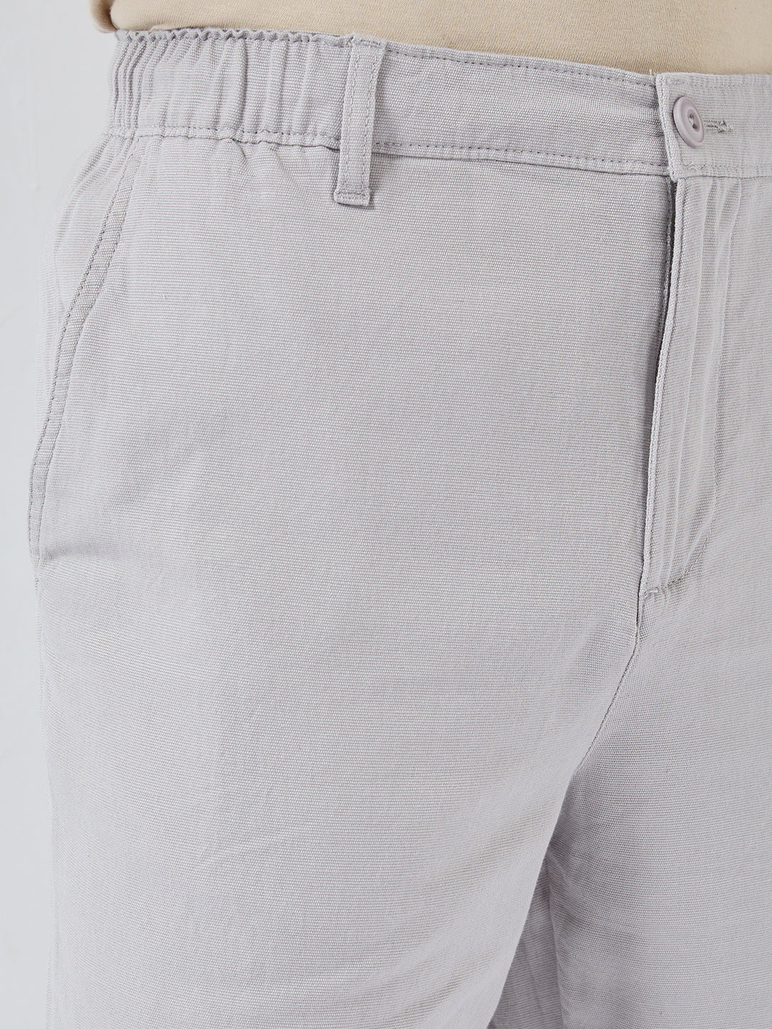 Men Trouser Relaxed Fit Grey Mid Rise