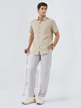Men Trouser Relaxed Fit Grey Mid Rise