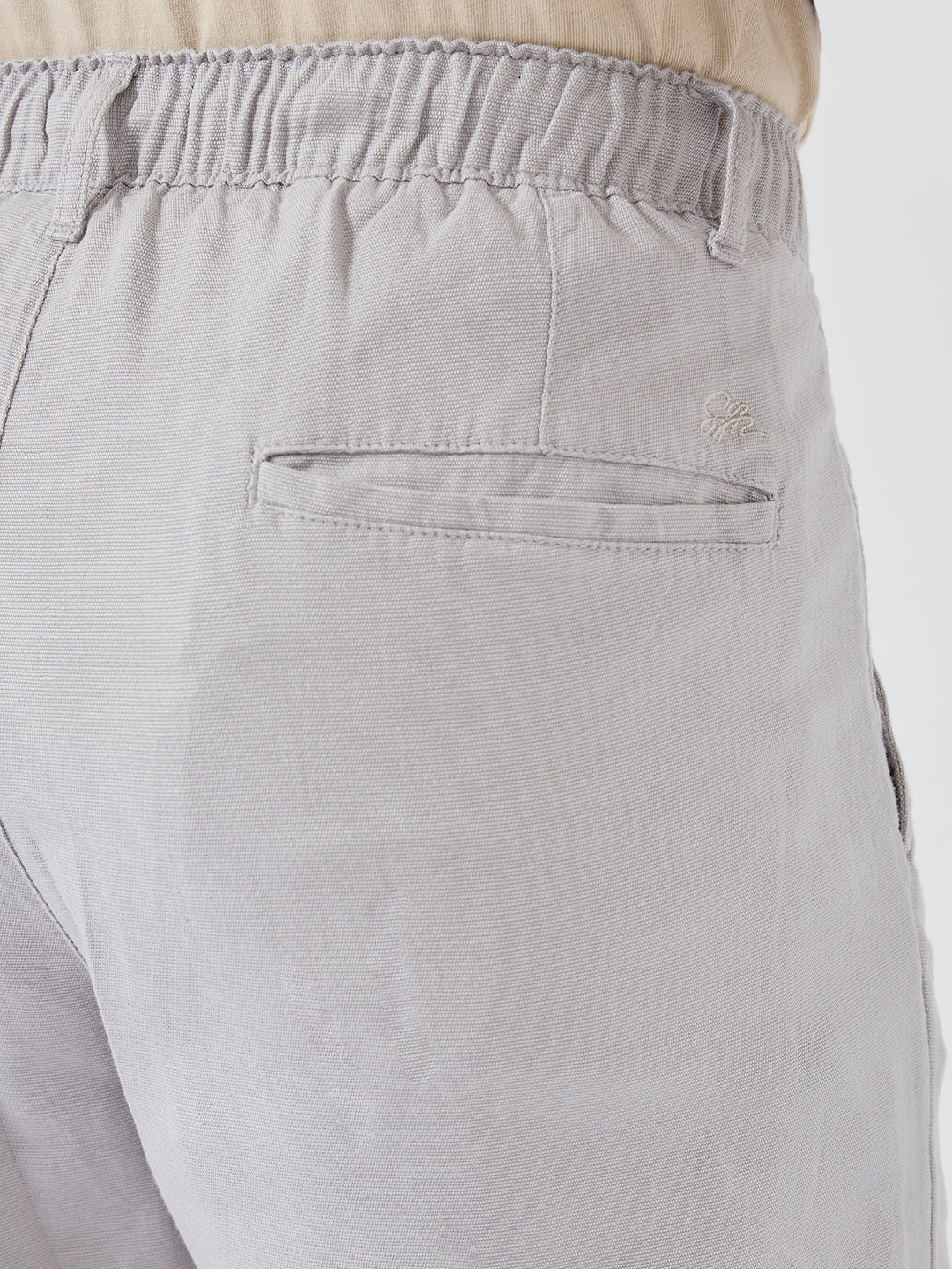 Men Trouser Relaxed Fit Grey Mid Rise