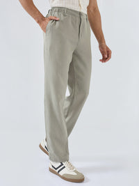 Men Trouser Relaxed Fit Olive Mid Rise