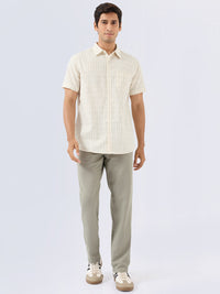 Men Trouser Relaxed Fit Olive Mid Rise
