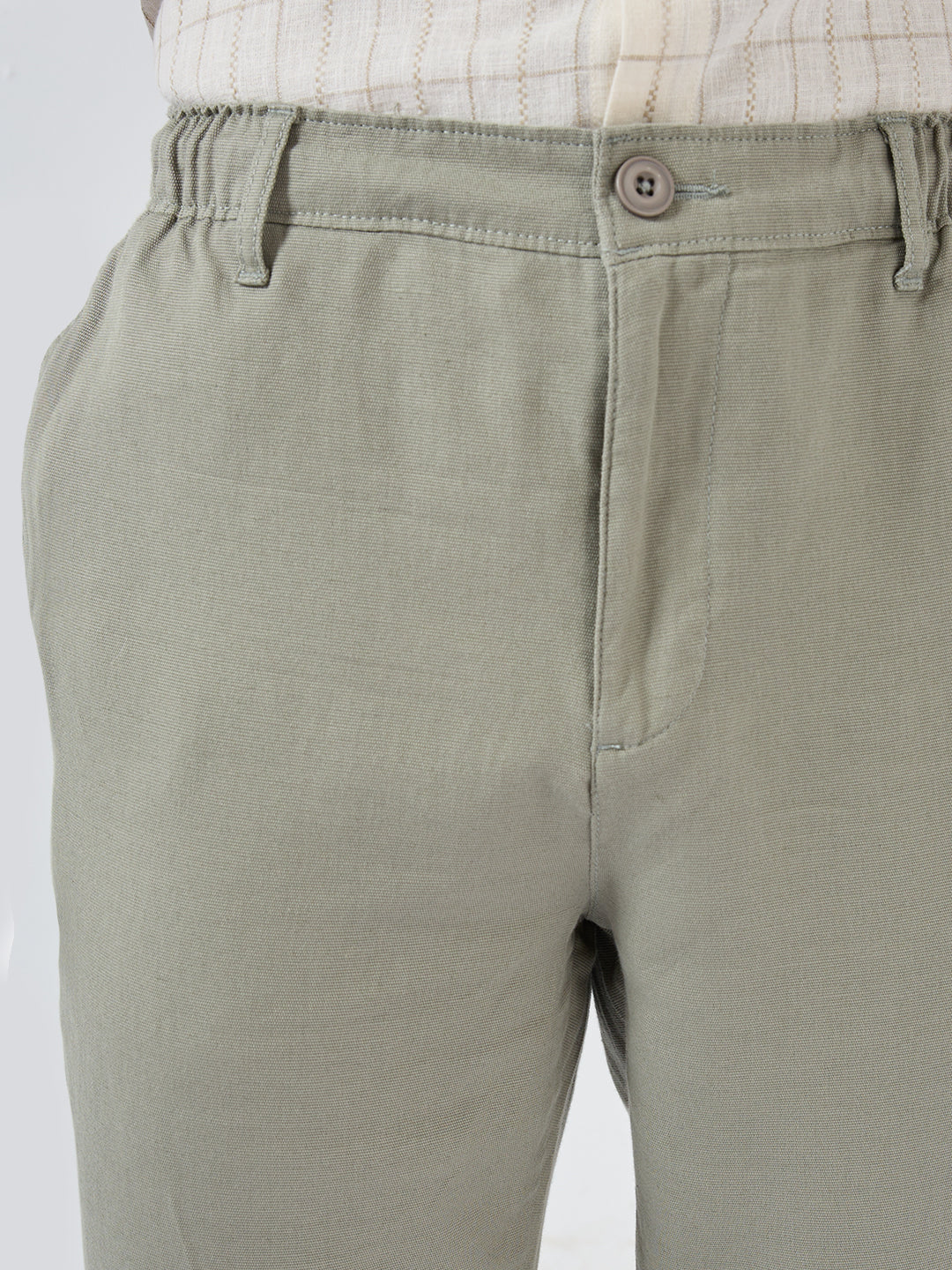 Men Trouser Relaxed Fit Olive Mid Rise