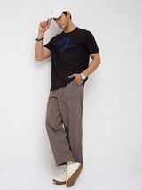 Men Trouser Relaxed Fit Dark Grey Mid Rise