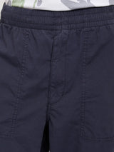 Men Trouser Relaxed Fit Navy Blue Mid Rise