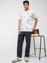 Men Trouser Relaxed Fit Navy Blue Mid Rise