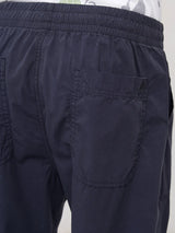 Men Trouser Relaxed Fit Navy Blue Mid Rise