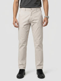Men Trouser Relaxed Fit Beige Mid Rise