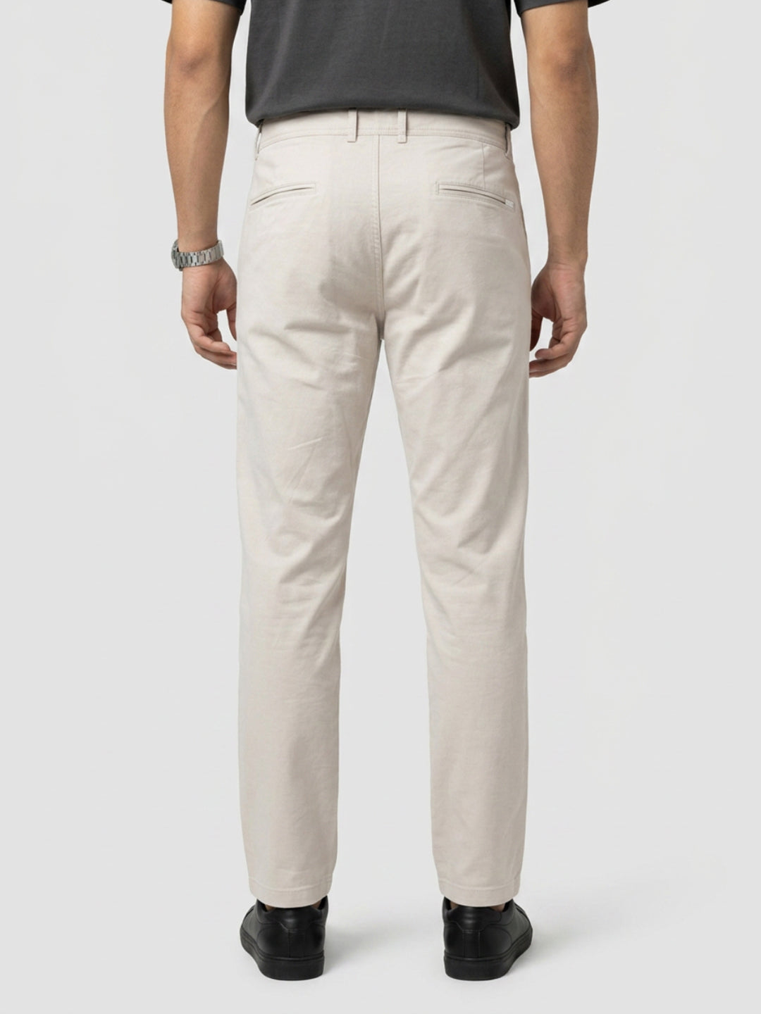 Men Trouser Relaxed Fit Beige Mid Rise