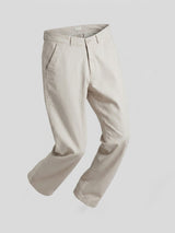 Men Trouser Relaxed Fit Beige Mid Rise